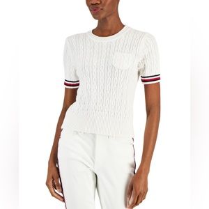 Tommy Hilfiger Short Sleeve Cable Knit Sweater